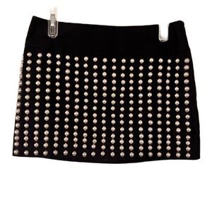 Britney Candies Y2K Black Silver Studded Detail Mini Skirt Size: 5 Vintage